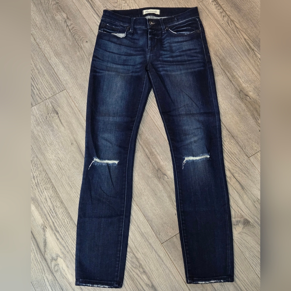 Madewell Midnight Blue Distressed Skinny Jeans